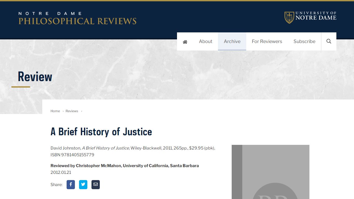 A Brief History of Justice - Notre Dame Philosophical Reviews