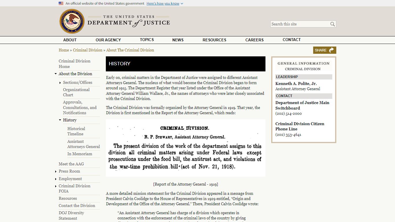 History - United States Department of Justice