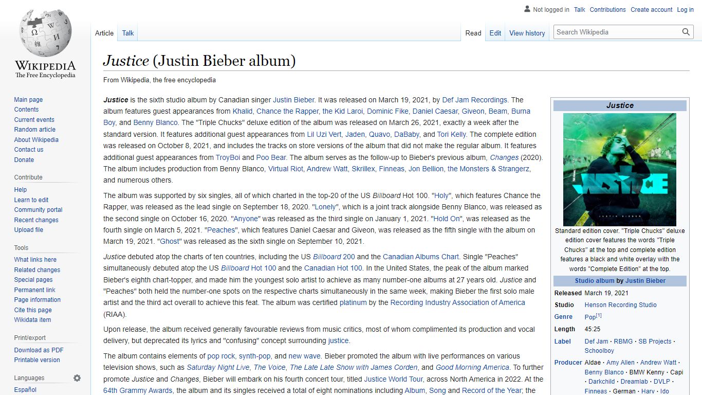 Justice (Justin Bieber album) - Wikipedia